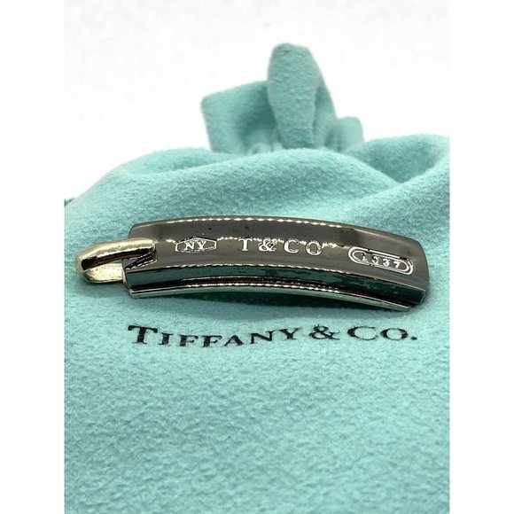 Tiffany 1837 Black Titanium Galaxy Dog Tag Pendant Surfer Mint Condition Pouch